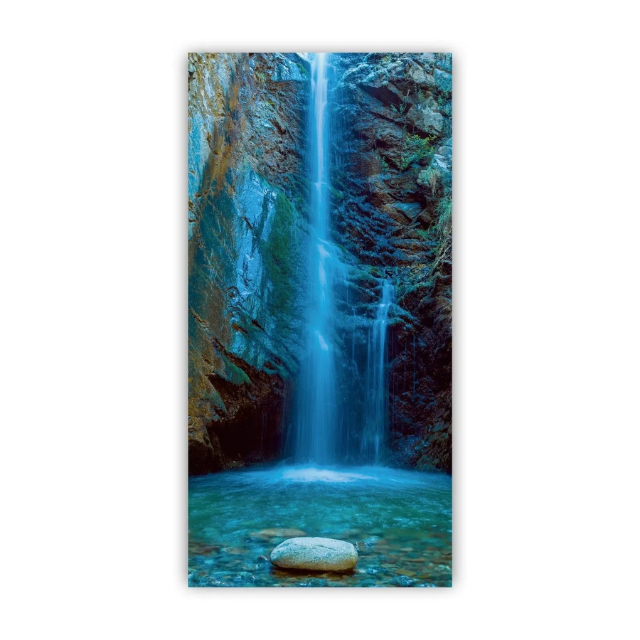 Walllux Duschrückwand Wasserfall in Blau aus Alu-Verbund und Glas, B/H: 125 x 255 cm, Stärke: 3 mm - Bild 1