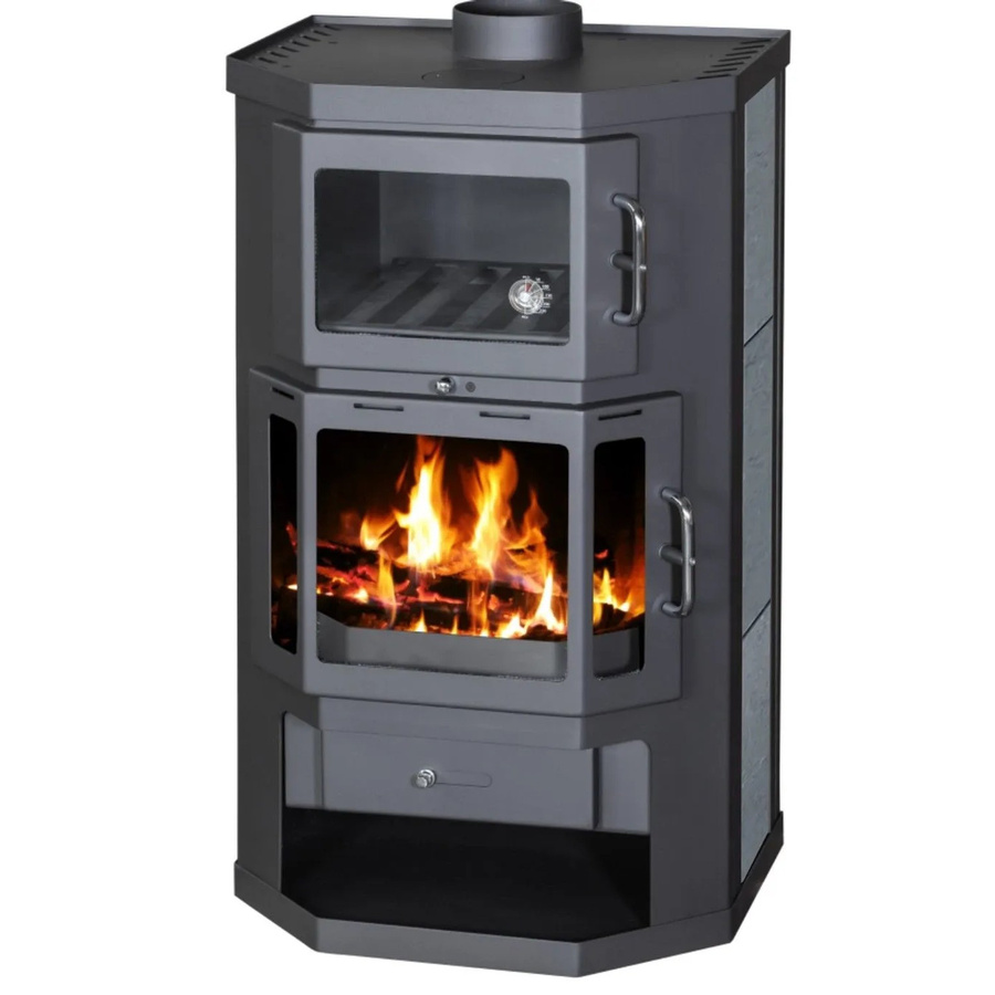 Victoria Kaminofen Taro FS Speckstein in Anthrazit mit Backfach und 9,51 kW - Bild 2