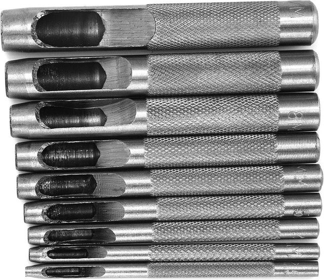 9-teiliges Lederhohlstanz-Set von Shoemst aus Stahl in Schwarz und Silber für das Lederhandwerk - Bild 1