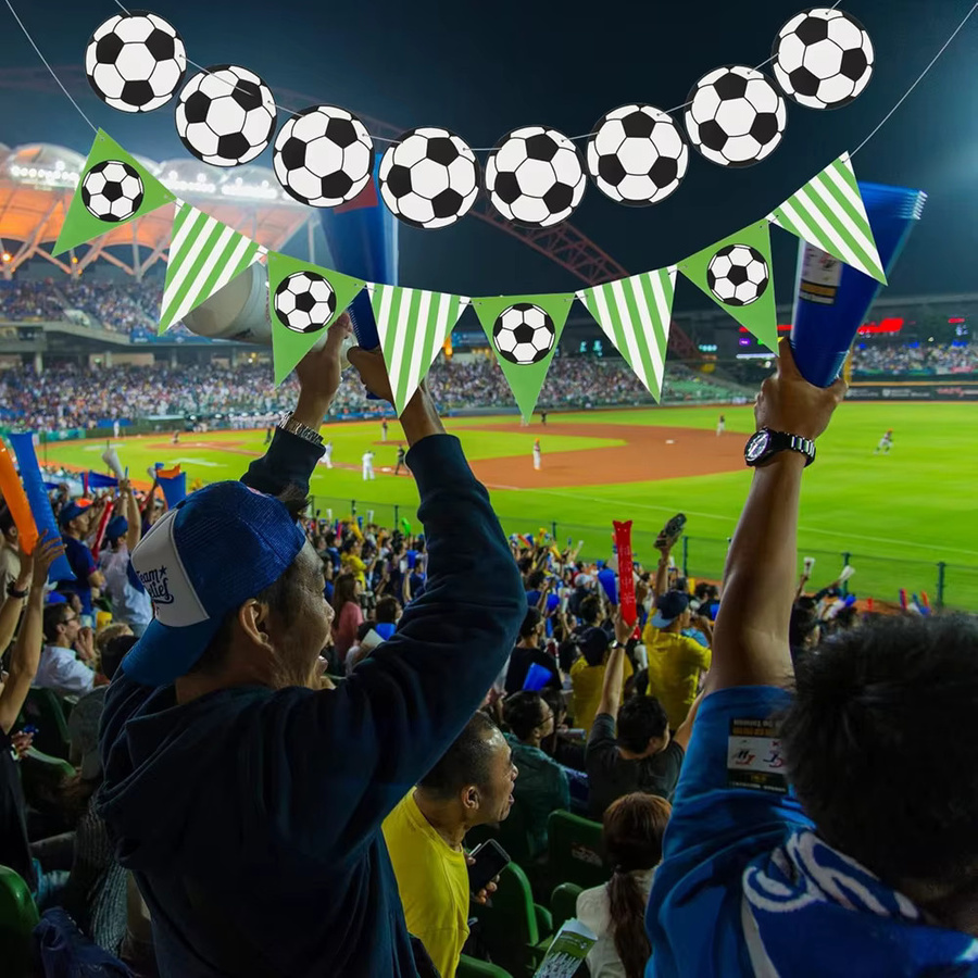 AFYPRTY Fußball-Partybanner Papiergirlande mit Fußballmuster in Grün Weiß und Schwarz für deine Geburtstagsfeier - Bild 3