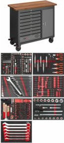 VIGOR Mobile Werkbank SeriesL mit 336-teiligem Sortiment in Schwarz und Grau, Modell V4813/NKW, B/T/H: 115,0 x 48,1 x 101,8 cm - Bild 1