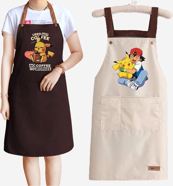 TAKARA TOMY Pokémon Kochschürze für Damen und Herren in Braun, wasserdichte und schmutzabweisende Schürze für Küche und Restaurant - Bild 1