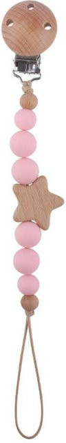 Schnullerkette für Mädchen von dashiyes00w in Rosa mit Silikon und Holz als Schnullerhalter und Beißring - Bild 1