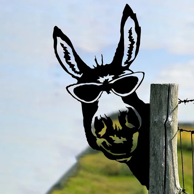 Esel Silhouette aus Eisen in Schwarz als Garten Ornament und Wandkunst für Outdoor und Farm Dekor - Bild 1