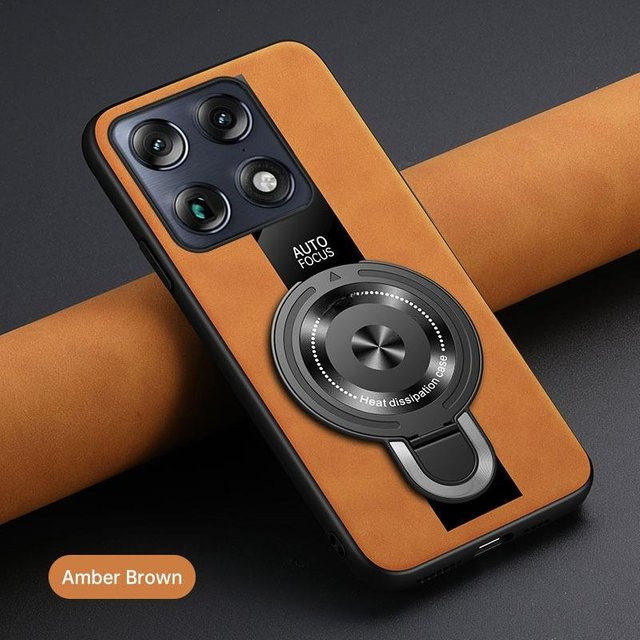 Stoßfeste Motorola Handyhülle mit magnetischem Ringhalter für Moto X70 Air Pro und Edge 70 Ultra in Braun mit kabellosem Laden - Bild 1