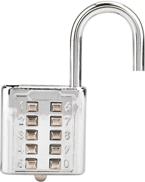 10-stelliges Kombinations-Vorhängeschloss mit Druckknopf-Passwort in Silber - Bild 1