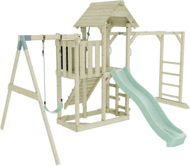 OutdoorToys Spielturm Strömsund mit Kinderschaukel in Mintgrün aus Holz - Bild 1