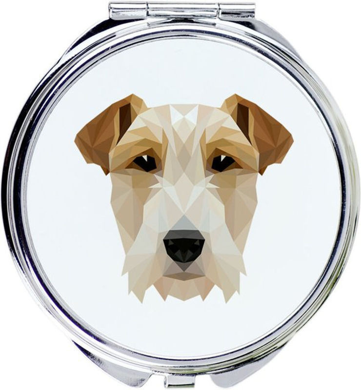 Art-dog Spiegel mit Wire Fox Terrier Foto und geometrischer Aufschrift in Weiß und Mehrfarbig aus Metall - Bild 1