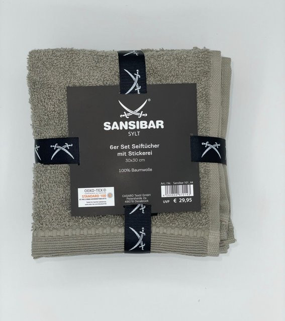 6er-Set Seiftücher von SANSIBAR aus Baumwolle in Beige und Braun mit grafischem Design - Bild 1