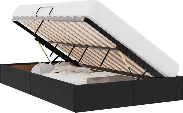 vidaXL Aufbewahrungsbett mit Kopfteil aus Samt und Metall in Schwarz, B/T/H: 120 x 200 x 204 cm - Bild 1