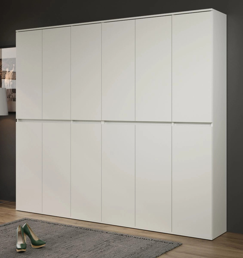 Garderobenschrank Metro von TOP.FURN in Weiß, 12-türiger Schuhschrank mit Regalböden und Kleiderstange, B/H: 191 x 222 cm - Bild 1