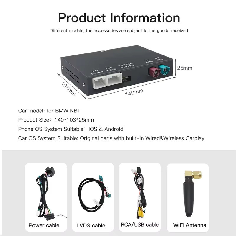 AUTOABC Drahtloses CarPlay und Android Auto Interface für BMW X6 E71 X5 E70 F15 EVO BNT CIC-System mit AirPlay und Rückfahrkamerafunktion in Schwarz - Bild 5