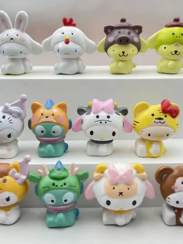 KT Katze Tierkreis-Talisman Blindbox-Figur Sanrio Ornament mehrfarbig aus Kunststoff - Bild 5