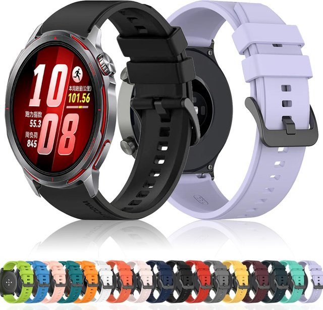 Huawei Uhrenarmband Silikon, Schwarz, Unisex, 22mm, 20mm - Bild 1