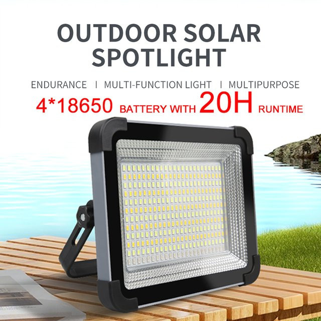 KDULIT Solar Campinglampe mit 288 LED, tragbare Arbeitslaterne in Schwarz mit Haken, wiederaufladbares Notlicht für Outdoor und Garten - Bild 1
