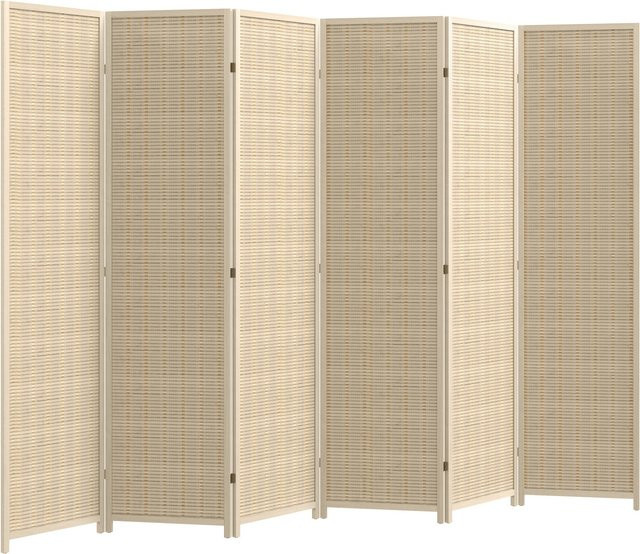HOMCOM Innen-Paravent aus Holz mit 6 Paneelen in Naturholz, faltbarer Raumteiler für Wohnzimmer und Schlafzimmer, B/H: 270 x 180 cm, Aosom - Bild 1