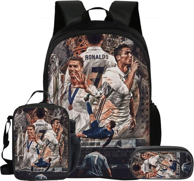 Fancy Style Studio Ronaldo 3-teiliges Schulset mit Rucksack, Federmäppchen und Brotdose in Multicolour - Bild 1