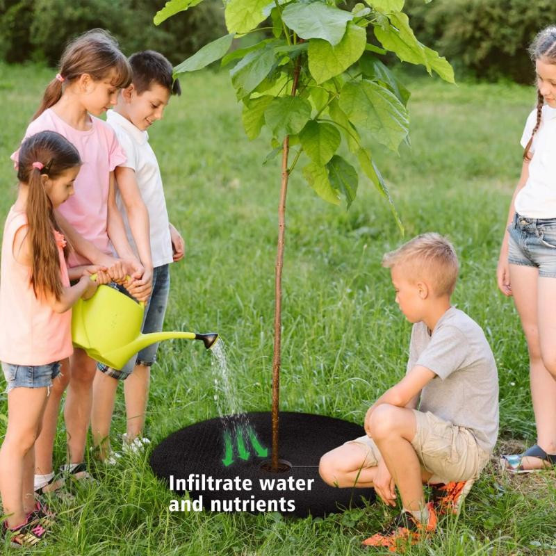 20 Stück Unkrautmatte aus Vliesstoff in Schwarz von YWZT Home Depot zur Unkrautbekämpfung und zum Wurzelschutz für Obstbäume und Pflanzen, Durchmesser: 32 cm, Höhe: 4 cm - Bild 4