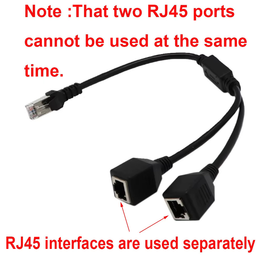 OULLX RJ45 LAN-Splitterkabel Ethernet Netzwerkadapter Cat5e in Schwarz - Bild 2
