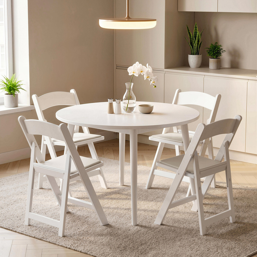 4er-Set HOMCOM Klappstühle aus Kunststoff mit PU-gepolstertem Sitz in Weiß, B/T/H: 45 x 44 x 78 cm - Bild 2
