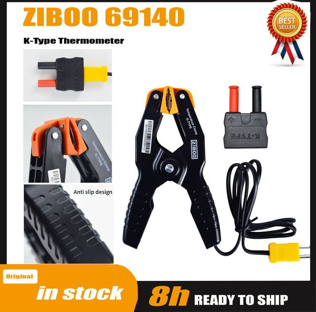 ZIBOO 69140 K-Typ-Thermometer mit Rohrtemperaturklemme für HVAC und ATTPC3 Rohrklemme Thermoelement-Adapter - Bild 1