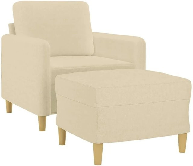 vidaXL Sessel mit Hocker in Beige, moderner Relaxsessel aus Stoff mit Polsterung für dein Wohnzimmer - Bild 1