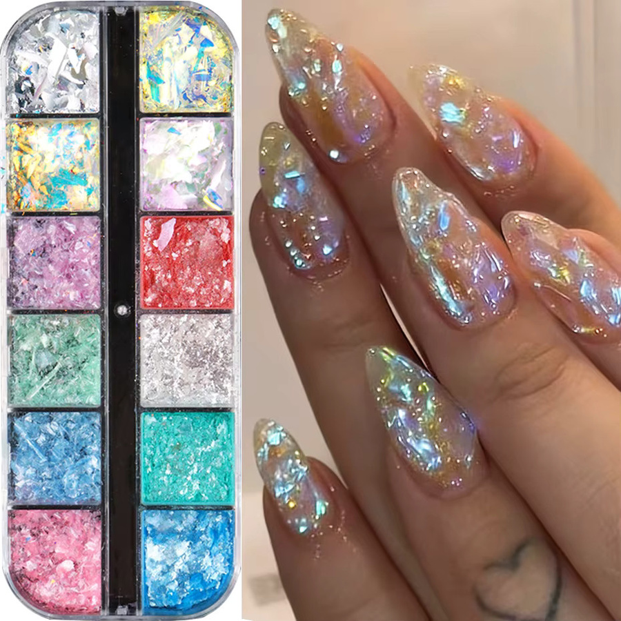 Full Beauty Nagelglitzer, Irisierende Aurora-Wolken-Brokat, 12 Gitter - Bild 2