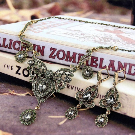 sunspicems jewelry Schmuck-Set, Ohrring Halskette, Gold, Kristall, Damen