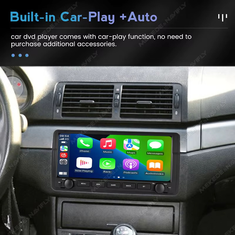 STRONGNAVI Multimedia Display mit Android 15, kabelloses CarPlay und Android Auto, GPS und Bluetooth, Schwarz, für BMW E46 M3 X5 (1998-2006) - Bild 4