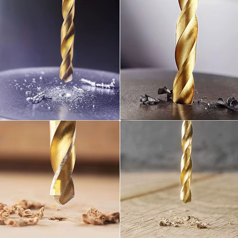 13-teiliges HSS Bohrer-Set aus High Speed Stahl mit Titanbeschichtung in Gold für Holz, Metall, Kunststoff und Aluminiumlegierungen - Bild 5