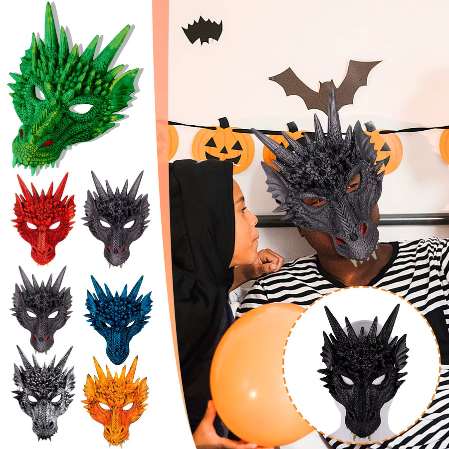 Eillysevens Diy Cosplay Maske, 3d Tier Maske Drache, Grau - Bild 1