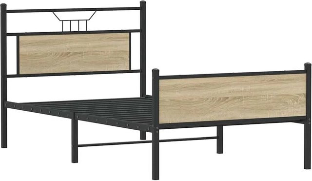 vidaXL Bettgestell ohne Matratze in Sonoma-Eiche, B/T/H: 100 x 200 x 105,5 x 207 cm - Bild 1