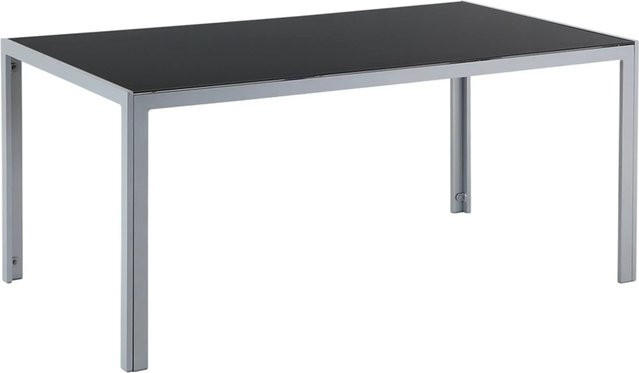 Beliani Gartentisch CATANIA in Schwarz und Silber aus Glas und Metall im Industrial-Design, B/T/H: 160 x 91 x 71 cm - Bild 1