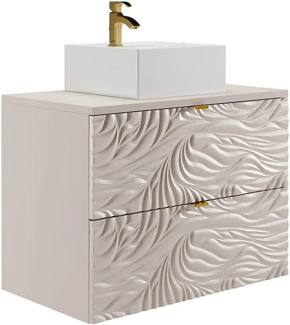 Vente-unique Einzelwaschtisch Rinarel aus Keramik, Beige, B: 80 cm, T: 60 cm, H: 46 cm - Bild 1