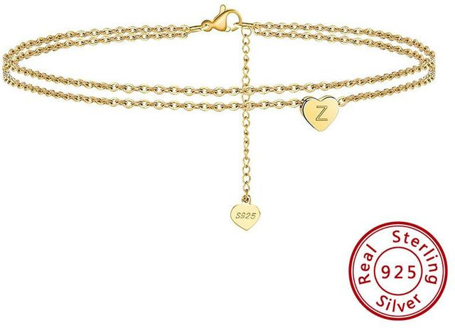 Allbestart Armband 925 Silber, Gold, Herzform, Damen, 16+5 cm - Bild 1
