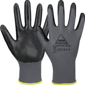 Hase Superflex Grip Montagehandschuh aus Polyester mit Nitrilbeschichtung in Grau, Größe 7 - Bild 1