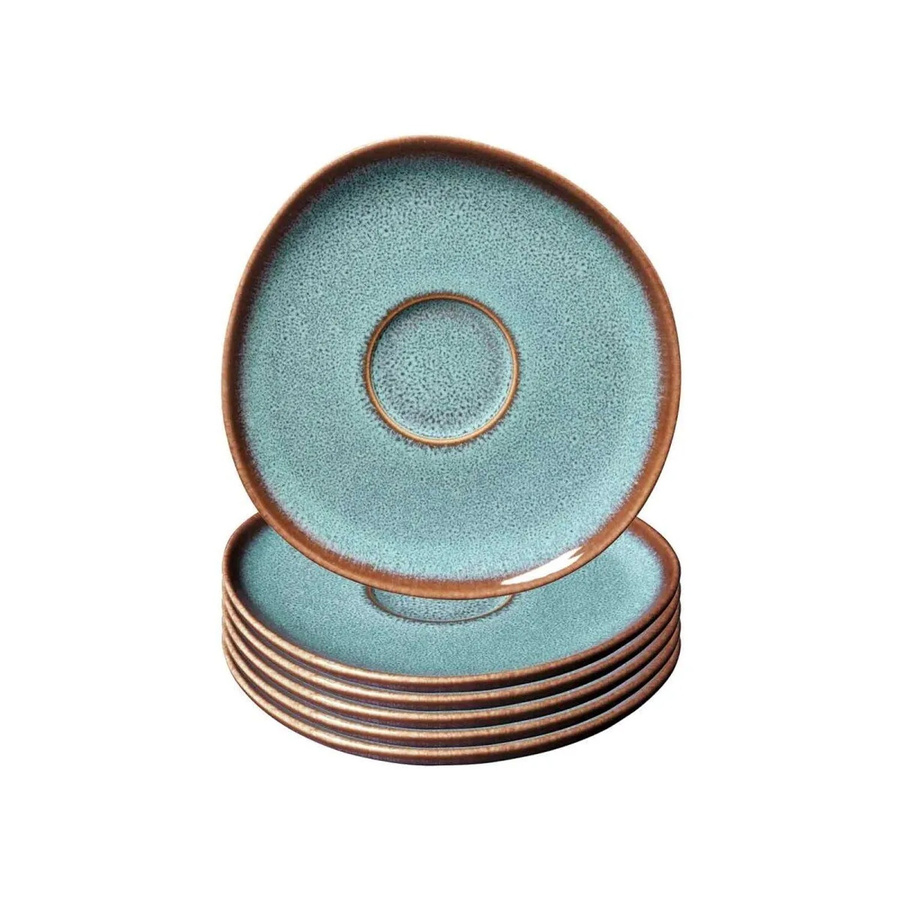 Villeroy & Boch like. Kaffeeuntertassen Lave 6er Set in Weiß und Türkis Durchmesser: 15,2 cm - Bild 2