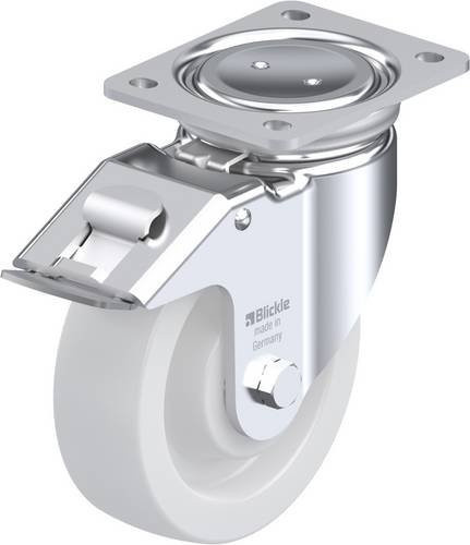Blickle Lenkrolle LU-SPO 160K-FI mit Feststeller in Weiß und Silber, Rad-Durchmesser: 160 mm, Tragfähigkeit: 850 kg - Bild 1