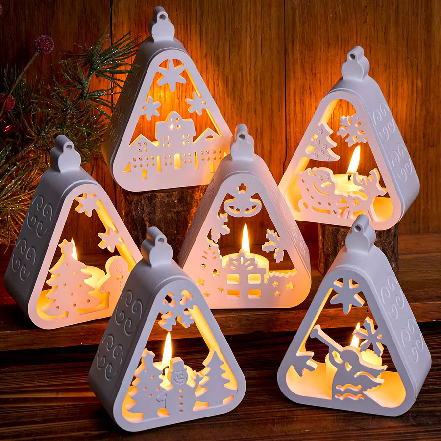 UDOCOOL Silikonform für 3D Dreieck Hohl Kerzenhalter, DIY Form für Weihnachtsdekoration wie Weihnachtsmann, Schneemann oder Elch, Weiß - Bild 2