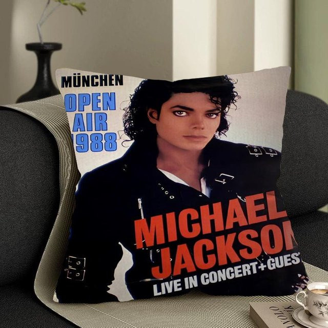 Michael Jackson Kissenbezug mit Grafikdesign in Schwarz, B/T: 45 x 45 cm - Bild 1