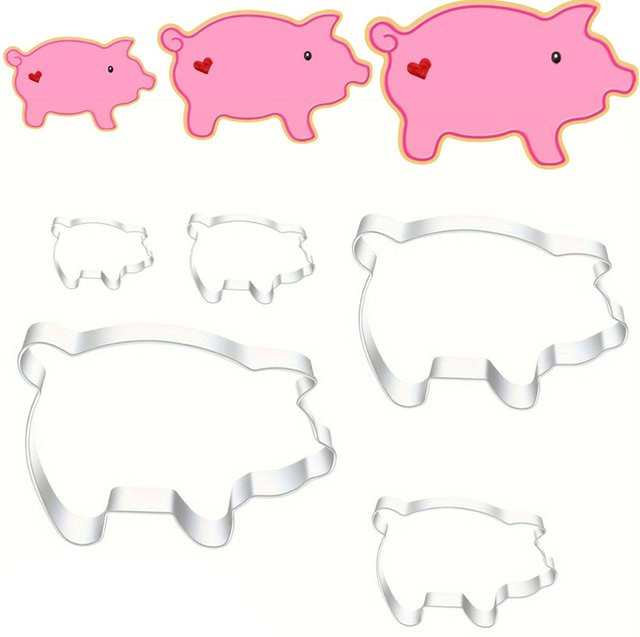 LMETJMA Edelstahl Ausstecher Schwein in Silber für Kekse, Cookies und Fondant - Bild 1