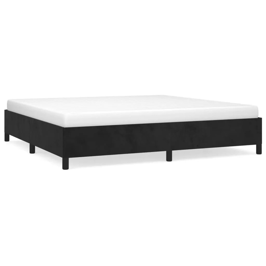vidaXL Bettgestell aus Samt in Schwarz, Modernes Polsterbett aus Holz und MDF, B/T: 200 x 200 cm - Bild 2