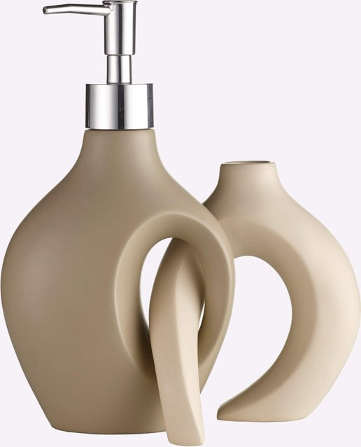 Bad-Accessoires Tabletop Impressionen aus Polyresin in Taupe-Ecru - Bild 1