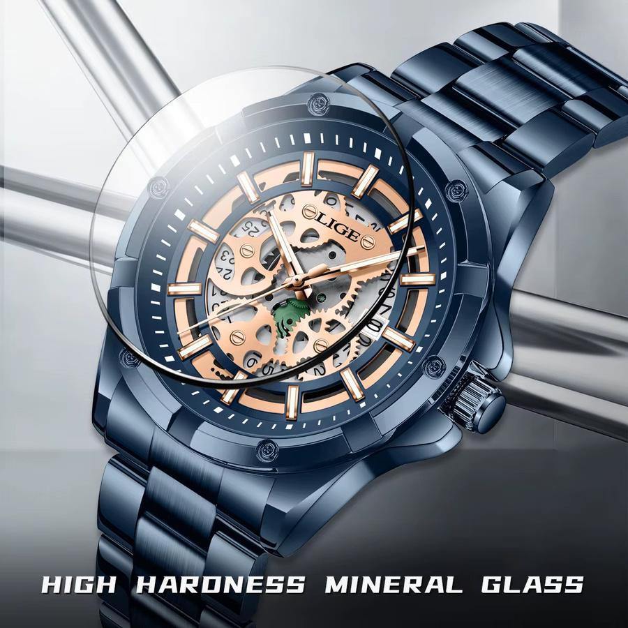 LIGE Armbanduhr Automatik, Edelstahl, Silber, Herren - Bild 3