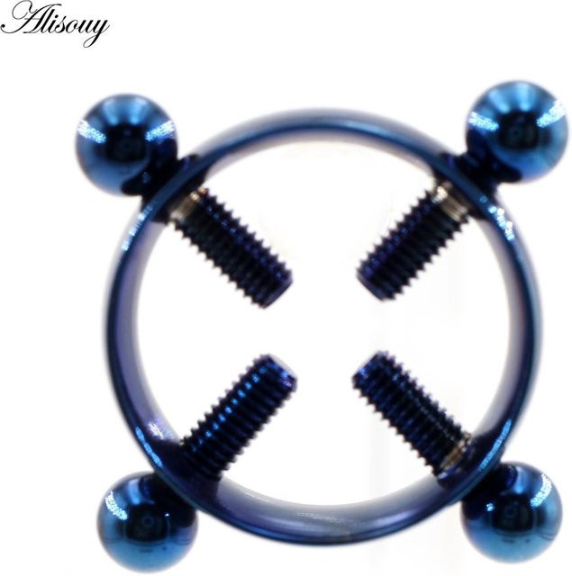Alisouy Nippelring, chirurgischer Edelstahl 316L, blau, Unisex - Bild 1