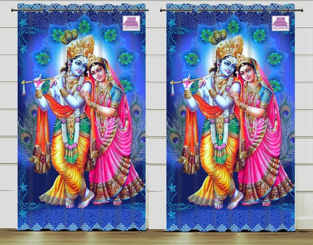 Luxuriöser 3D Gott OM Shiva Vorhang in Gold und Blau mit orientalischem Design, halbtransparent, Breite: 100 cm, Höhe: 130 cm - Bild 1