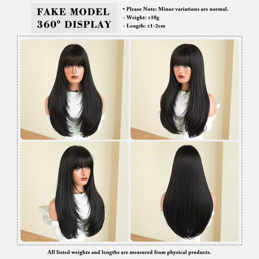 7JHH WIGS Perücke, schwarz, lang, glatt, Damen - Bild 4