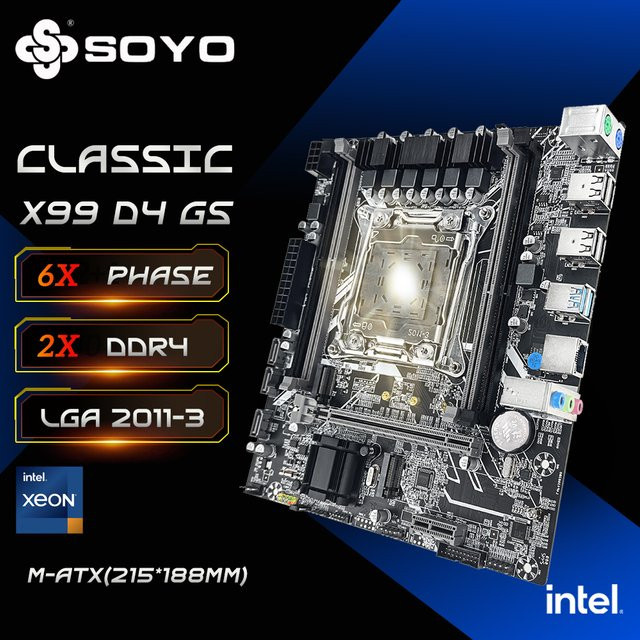 SOYO X99 Motherboard D4 LGA 2011-3 mit M.2-Steckplatz, H81 Chipset, DDR4-Unterstützung, SATA3.0, USB3.0 und PCI16X in Schwarz - Bild 1