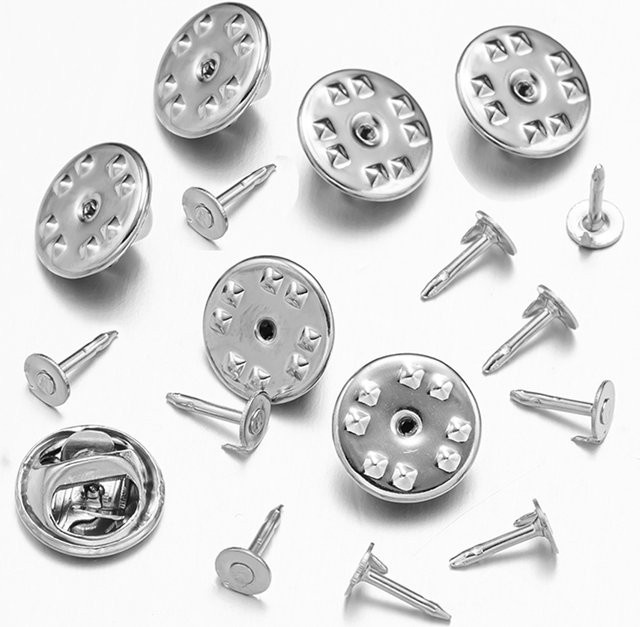 Brosche Basis Pin, Metall, Schmetterling Verschluss, Gold, Silber - Bild 1