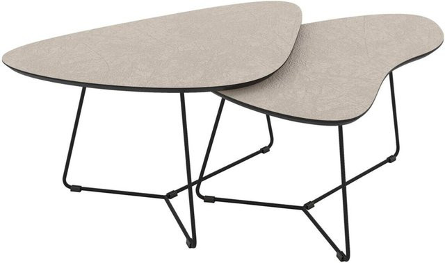 Couchtisch Hela modern in Braun und Beige mit abgerundeten Oberflächen B/H/T: 87 x 43 x 59 cm - Bild 1